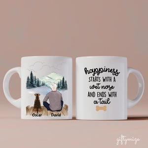 Father and Dogs Personalized Mug - Name, skin, hair, dog, background can be customized - Giftymize™️