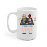 Sisters with Drinks Personalized Mug - Name, skin, hair, quote can be customized - Giftymize™️