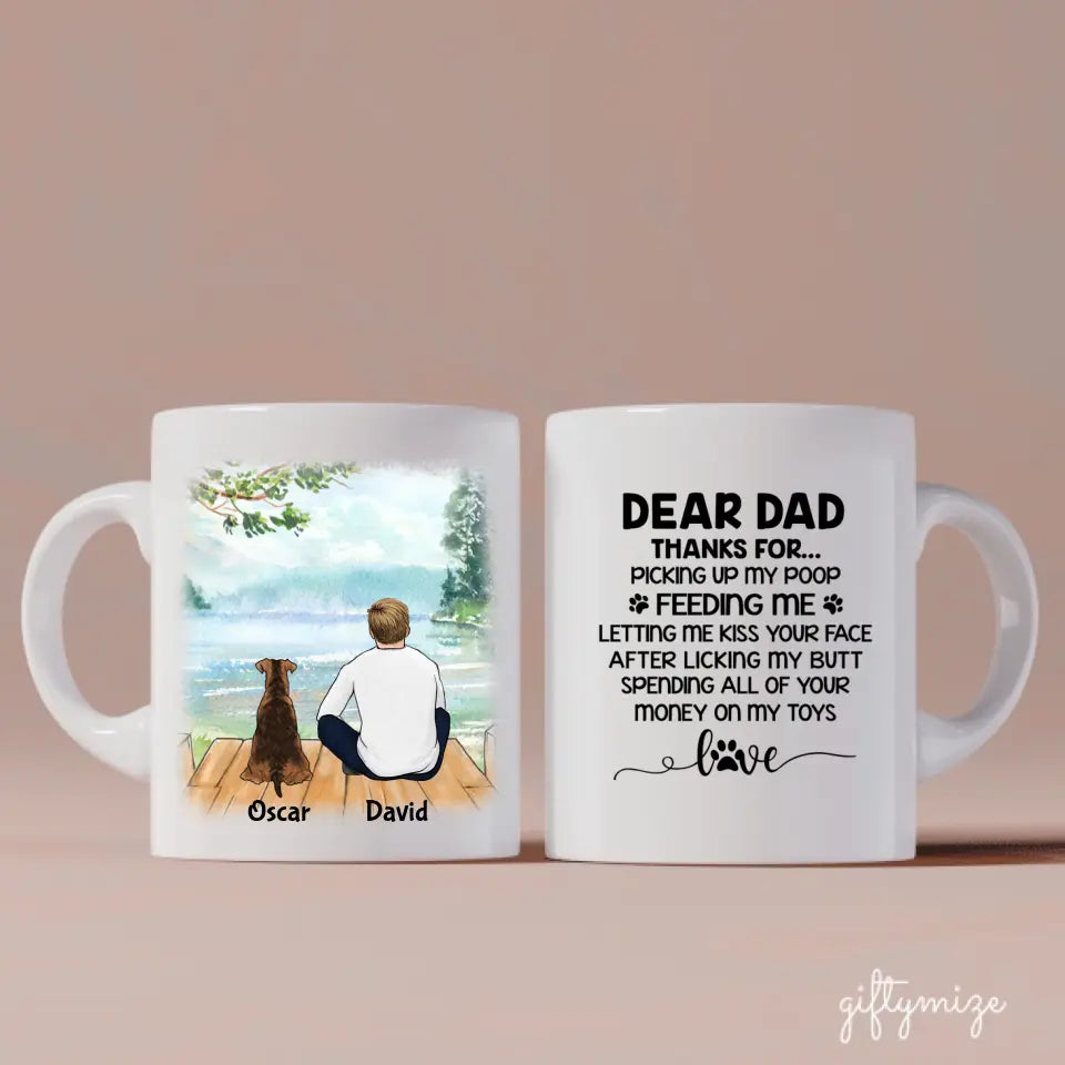 Dog Dad is awesome Personalized Mug - Name, skin, hair, dog, background, quote can be customized - Giftymize™️