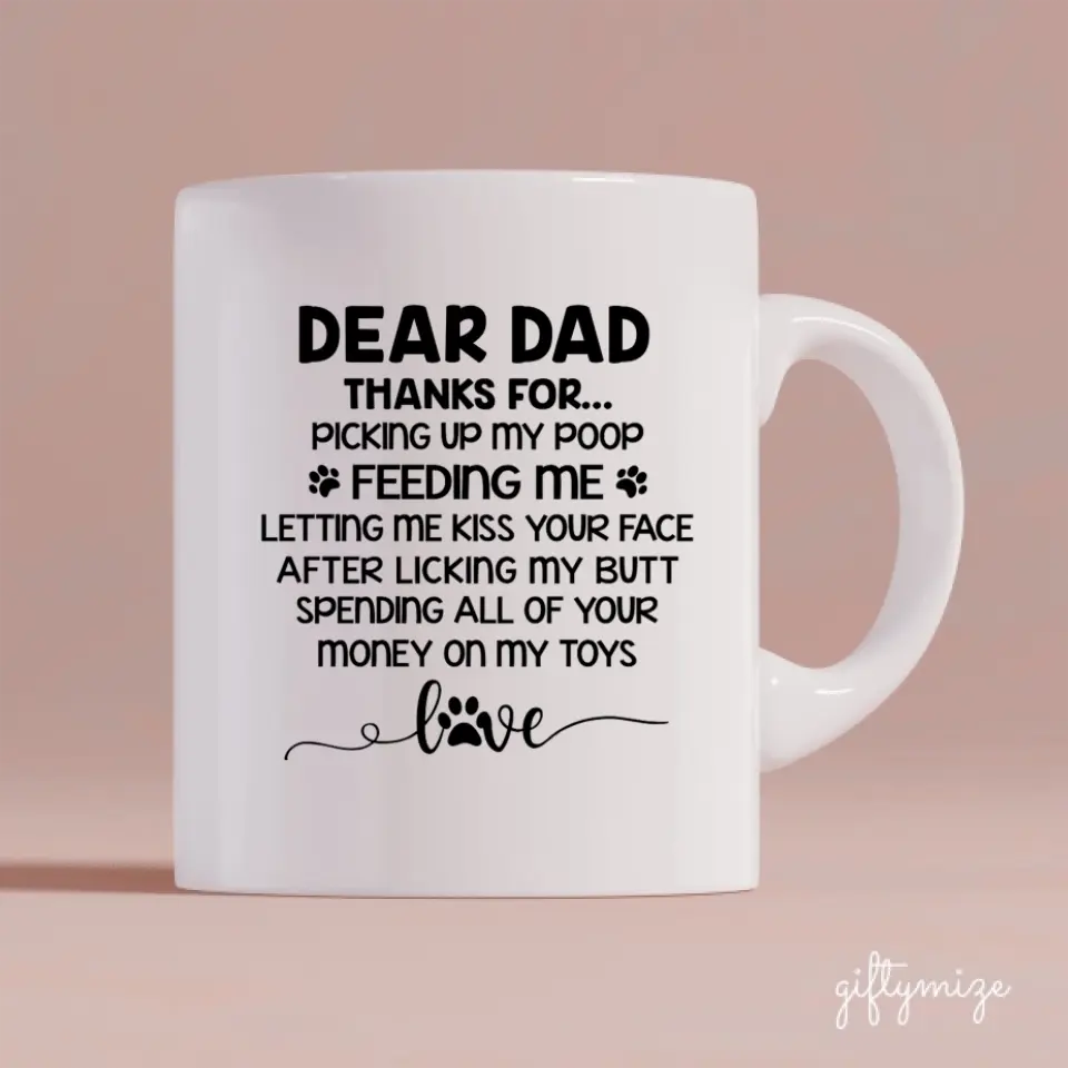 Dog Dad is awesome Personalized Mug - Name, skin, hair, dog, background, quote can be customized - Giftymize™️