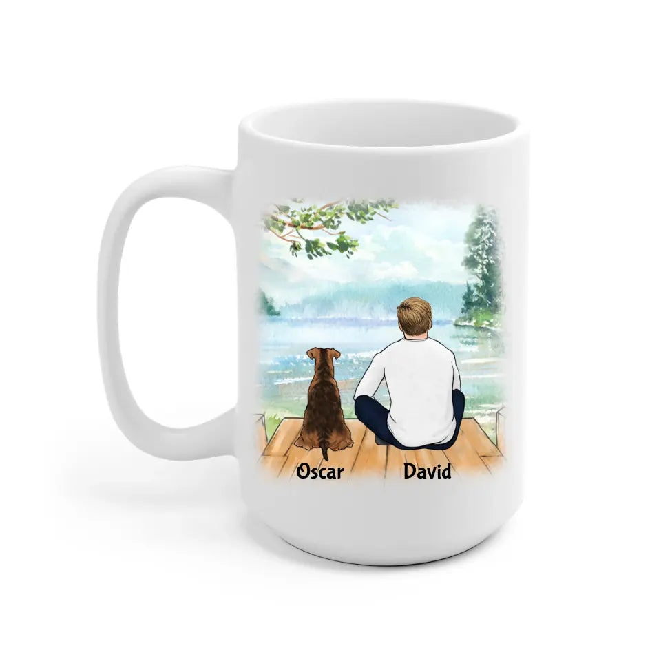 Dog Dad is awesome Personalized Mug - Name, skin, hair, dog, background, quote can be customized - Giftymize™️