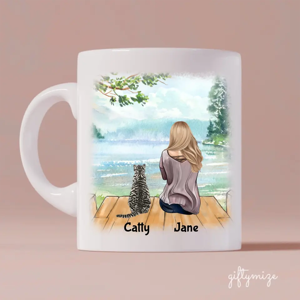 Cat Mom Personalized Mug - Name, skin, hair, cat, background, quote can be customized - Giftymize™️