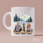 Man and Woman and Dogs Personalized Mug - Name, skin, hair, dog, background, quote can be customized - Giftymize™️