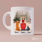 Man with Dogs and Cats Christmas Personalized Mug - Name, skin, hair, cat, dog, background, quote can be customized - Giftymize™️
