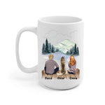 Man and Woman and Dogs Personalized Mug - Name, skin, hair, dog, background, quote can be customized - Giftymize™️