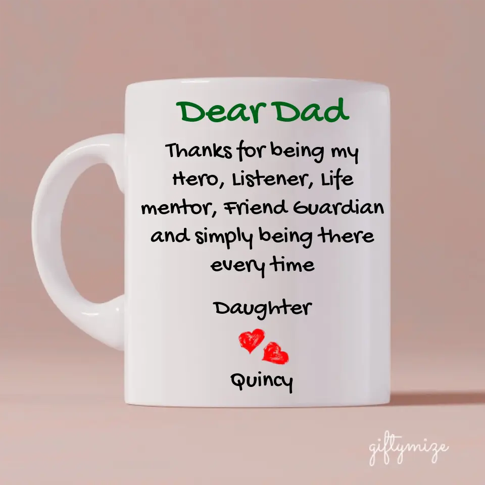 Father In My Heart Personalized Mug - Text can be customized - Giftymize™️