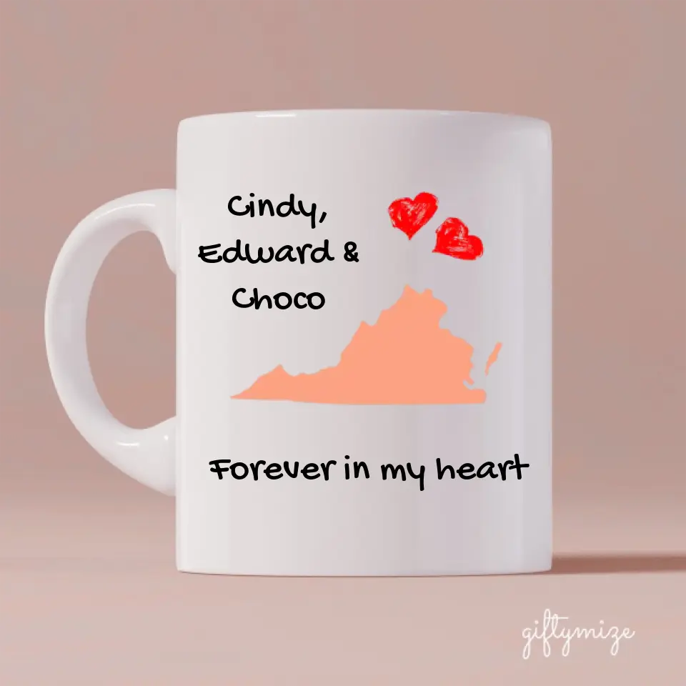 Miles Apart Relationship Photo Upload Personalized Mug - Text, photo, maps can be customized - Giftymize™️