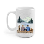 Male Couple With Beloved Dog & Cat Personalized Mug - Name, skin, hair, dog, cat, background, quote can be customized - Giftymize™️