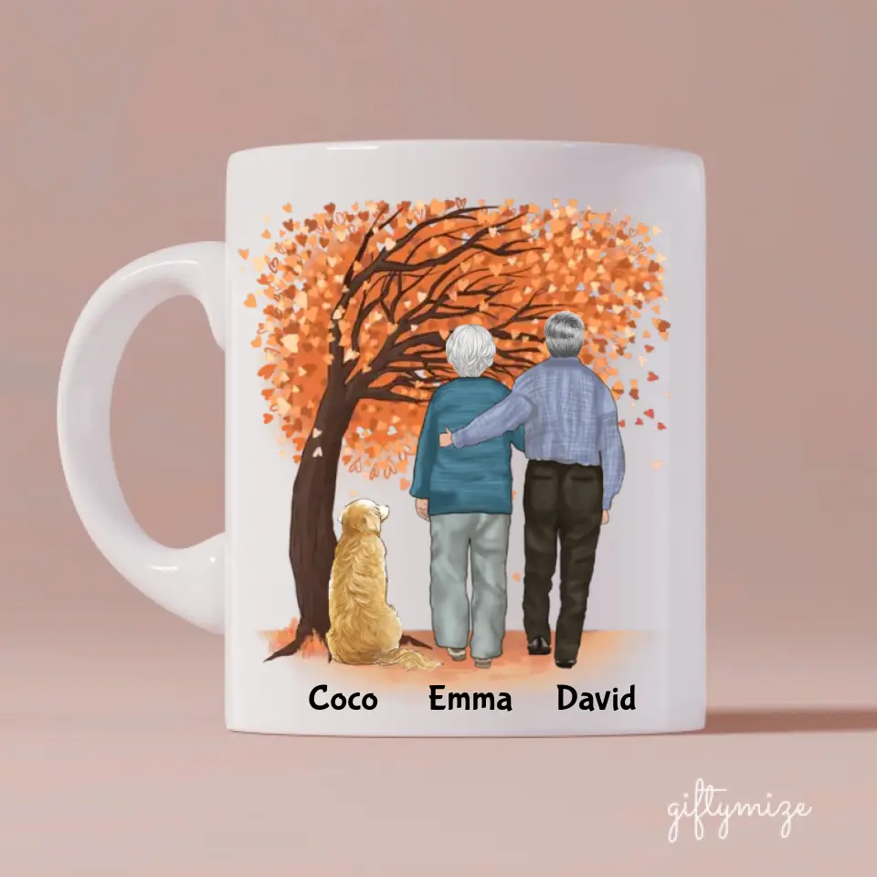 Dogs and Grandparents Personalized Mug - Name, skin, hair, dog, background, quote can be customized - Giftymize™️