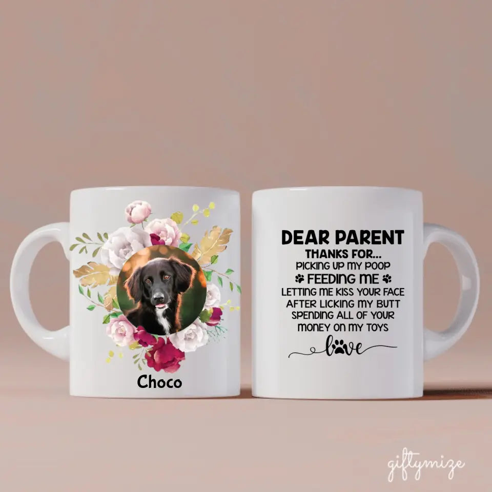 Dog Circle Flower Frame Upload Photo Personalized Mug - Photo, quote, name can be customized - Giftymize™️