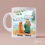Chatting With Dog Mom Personalized Mug - Name, skin, hair, dog, background, quote can be customized - Giftymize™️