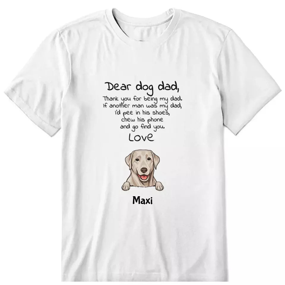 Dear Dog Dad Personalized T-Shirt - Dog, name can be customized - Giftymize™️