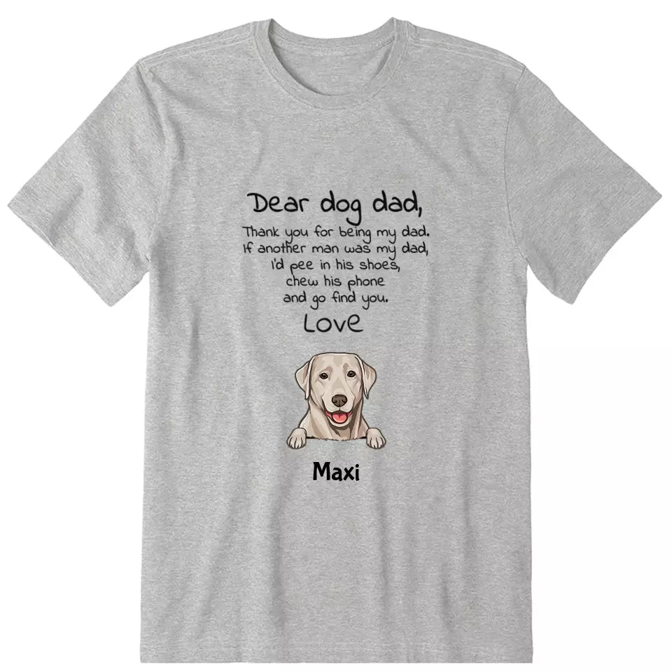 Dear Dog Dad Personalized T-Shirt - Dog, name can be customized - Giftymize™️