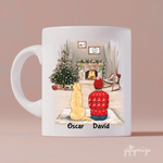Man and Dogs Christmas Personalized Mug - Name, skin, hair, dog, background, quote can be customized - Giftymize™️
