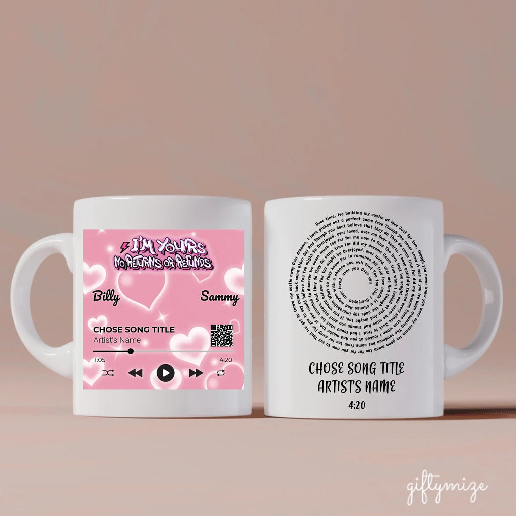 Couple Back To Y2K Personalized Mug - Background, text, song, song name, artist, song duration can be customized