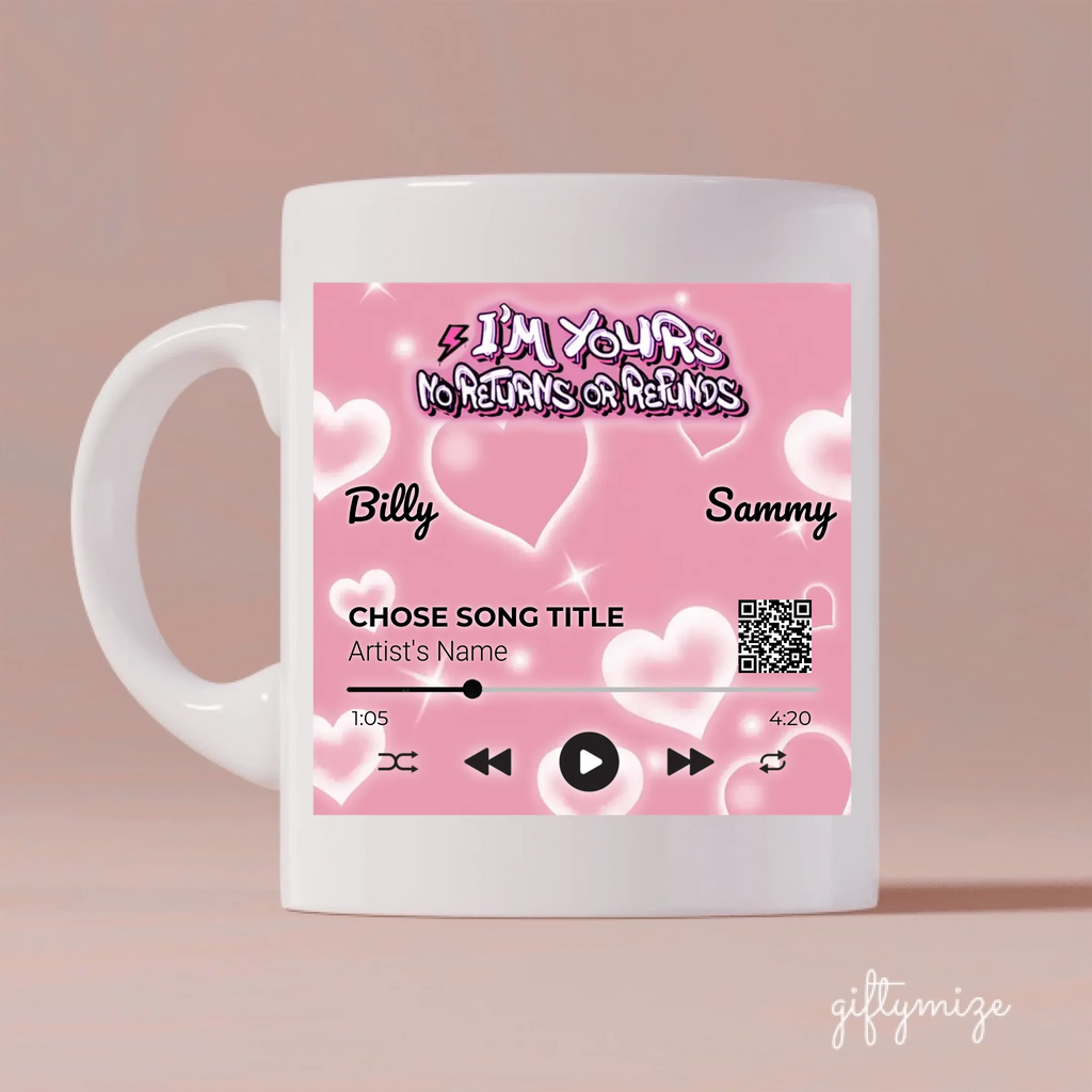 Couple Back To Y2K Personalized Mug - Background, text, song, song name, artist, song duration can be customized
