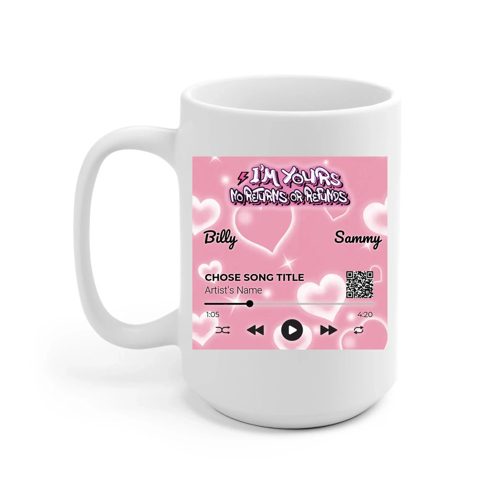 Couple Back To Y2K Personalized Mug - Background, text, song, song name, artist, song duration can be customized