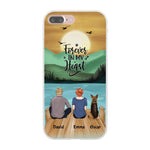 Man and Woman and Dogs Personalized Phone Case for iPhone - Name, Skin, Hair, Dog, Background, Quote can be customized - Giftymize™️