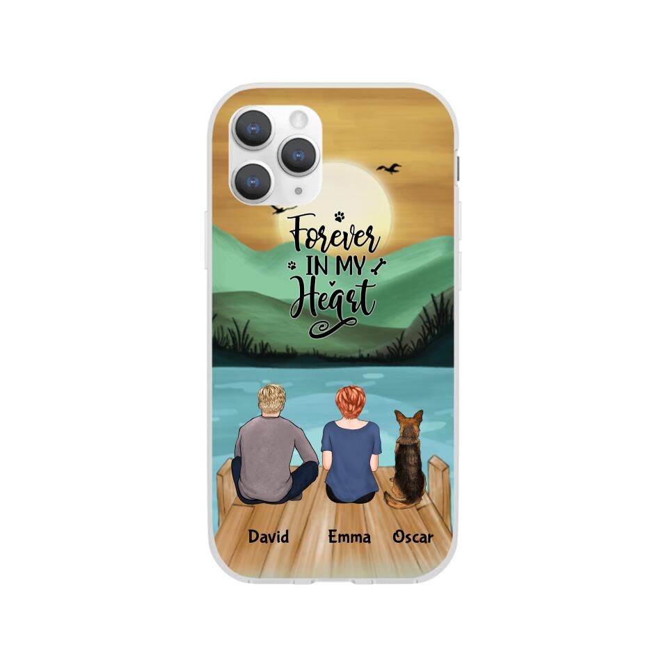 Man and Woman and Dogs Personalized Phone Case for iPhone - Name, Skin, Hair, Dog, Background, Quote can be customized - Giftymize™️
