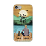 Man and Cats Personalized Phone Case for iPhone - Name, Skin, Hair, Cat, Background, Quote can be customized - Giftymize™️