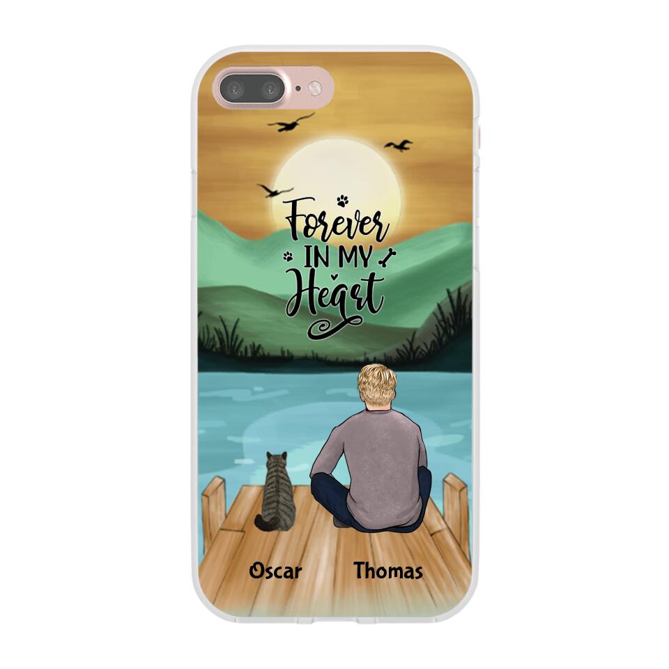 Man and Cats Personalized Phone Case for iPhone - Name, Skin, Hair, Cat, Background, Quote can be customized - Giftymize™️