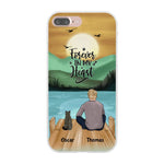 Man and Cats Personalized Phone Case for iPhone - Name, Skin, Hair, Cat, Background, Quote can be customized - Giftymize™️