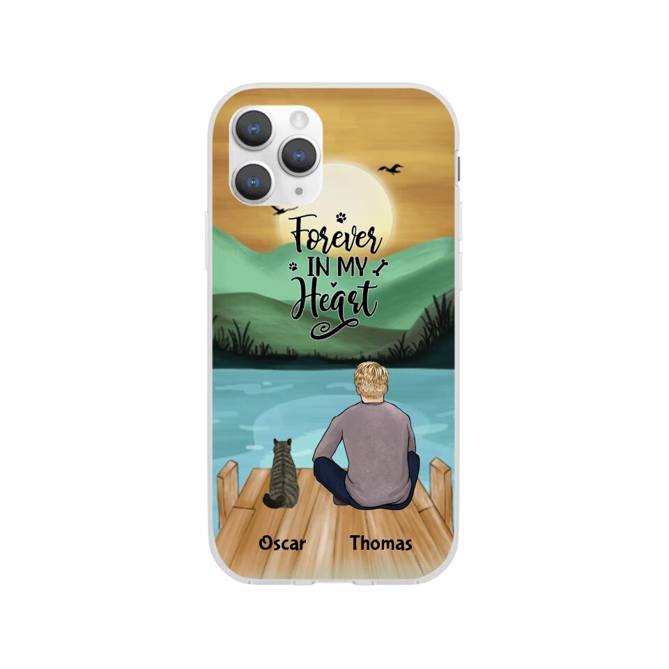 Man and Cats Personalized Phone Case for iPhone - Name, Skin, Hair, Cat, Background, Quote can be customized - Giftymize™️