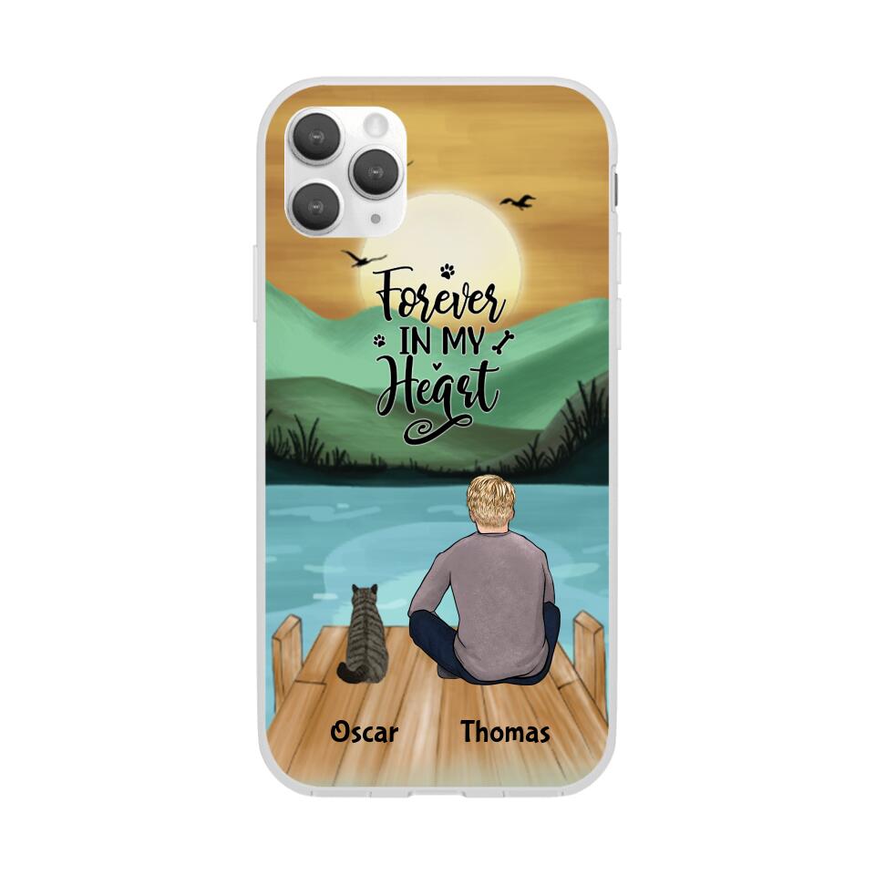 Man and Cats Personalized Phone Case for iPhone - Name, Skin, Hair, Cat, Background, Quote can be customized - Giftymize™️