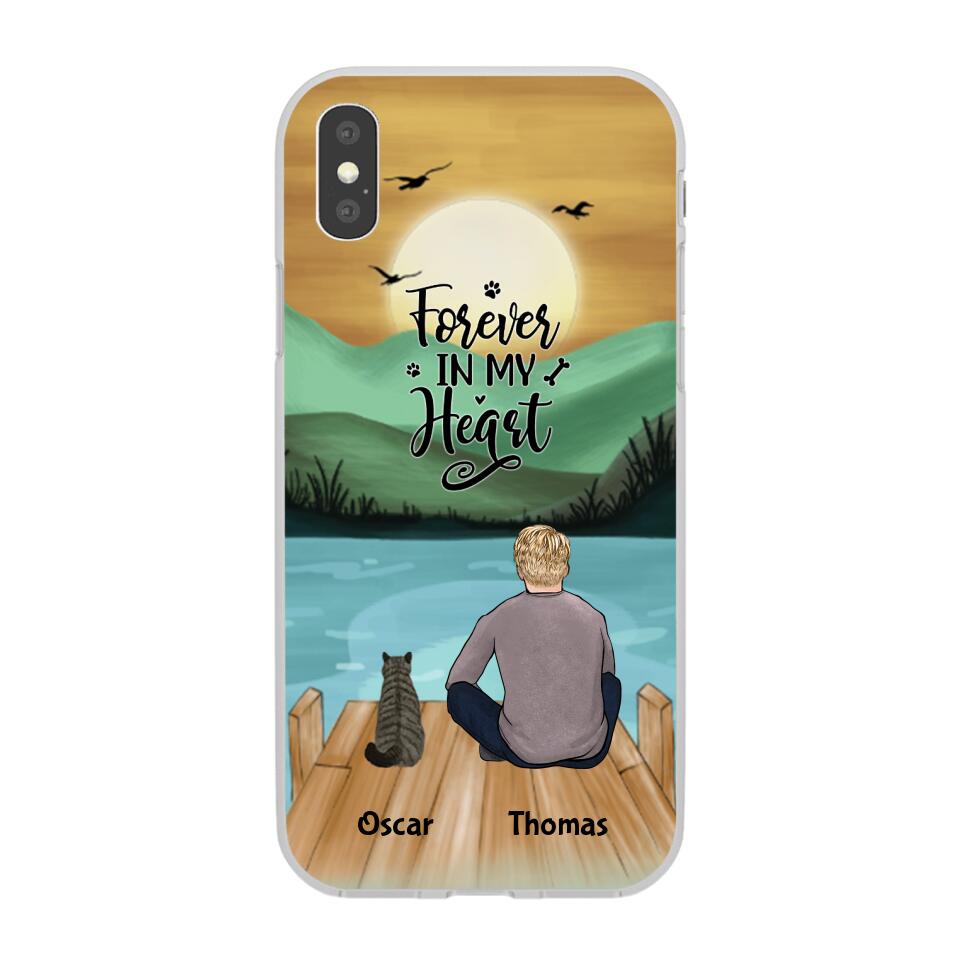 Man and Cats Personalized Phone Case for iPhone - Name, Skin, Hair, Cat, Background, Quote can be customized - Giftymize™️