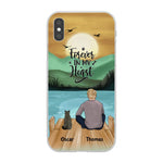 Man and Cats Personalized Phone Case for iPhone - Name, Skin, Hair, Cat, Background, Quote can be customized - Giftymize™️