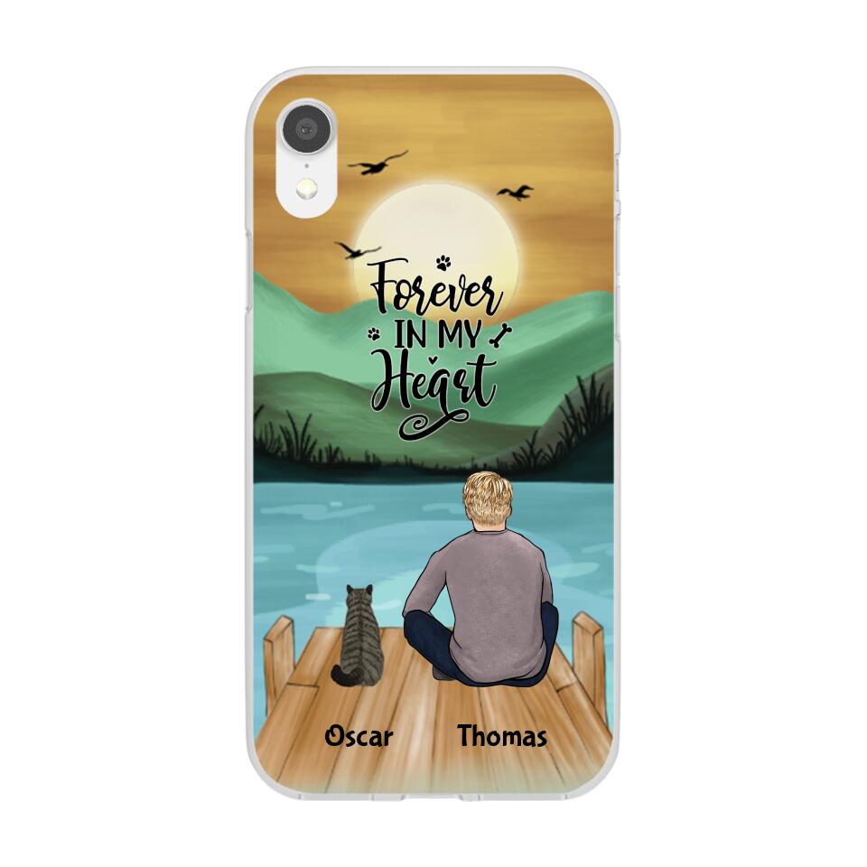Man and Cats Personalized Phone Case for iPhone - Name, Skin, Hair, Cat, Background, Quote can be customized - Giftymize™️