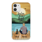 Man and Cats Personalized Phone Case for iPhone - Name, Skin, Hair, Cat, Background, Quote can be customized - Giftymize™️