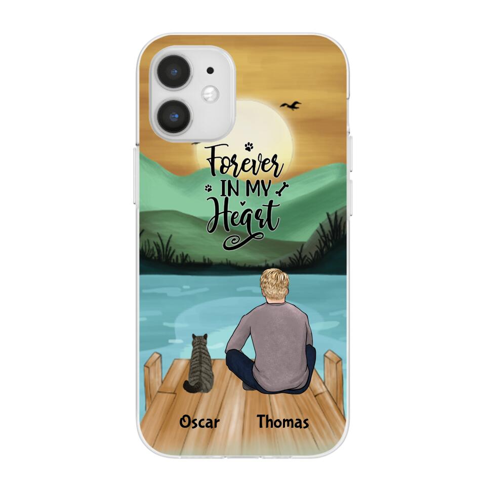 Man and Cats Personalized Phone Case for iPhone - Name, Skin, Hair, Cat, Background, Quote can be customized - Giftymize™️