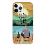 Man and Cats Personalized Phone Case for iPhone - Name, Skin, Hair, Cat, Background, Quote can be customized - Giftymize™️