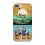 Man and Woman and Cats Personalized Phone Case for iPhone - Name, Skin, Hair, Cat, Background, Quote can be customized - Giftymize™️