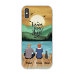 Man and Woman and Cats Personalized Phone Case for iPhone - Name, Skin, Hair, Cat, Background, Quote can be customized - Giftymize™️
