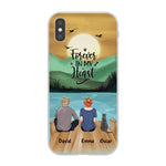 Man and Woman and Cats Personalized Phone Case for iPhone - Name, Skin, Hair, Cat, Background, Quote can be customized - Giftymize™️