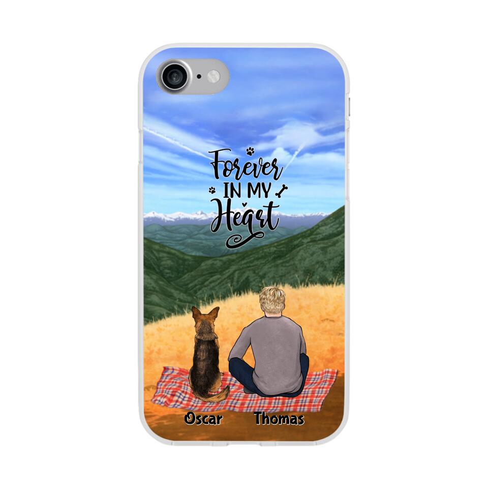 Chilling Man and Dogs Personalized Phone Case for iPhone - Name, Skin, Hair, Dog, Background, Quote can be customized - Giftymize™️