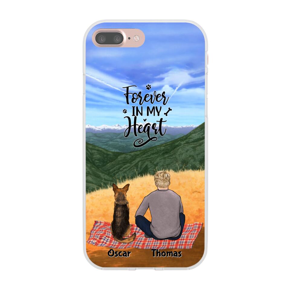 Chilling Man and Dogs Personalized Phone Case for iPhone - Name, Skin, Hair, Dog, Background, Quote can be customized - Giftymize™️