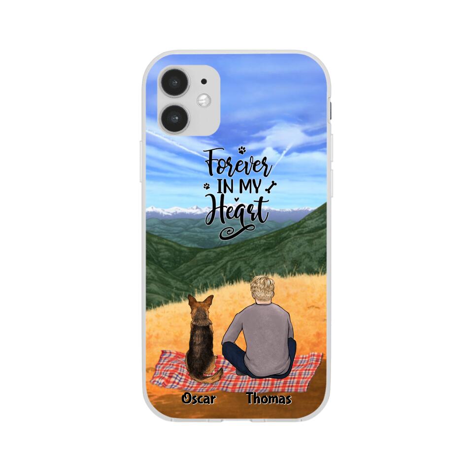 Chilling Man and Dogs Personalized Phone Case for iPhone - Name, Skin, Hair, Dog, Background, Quote can be customized - Giftymize™️