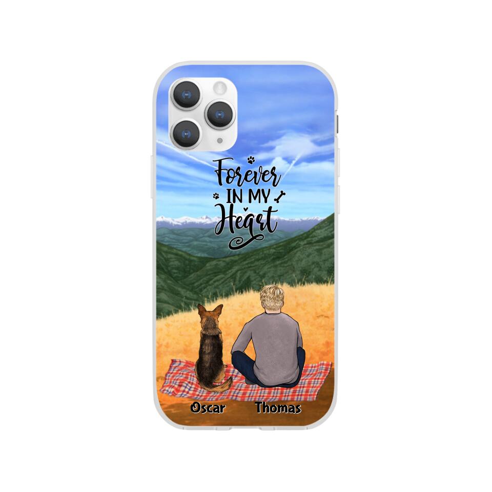 Chilling Man and Dogs Personalized Phone Case for iPhone - Name, Skin, Hair, Dog, Background, Quote can be customized - Giftymize™️