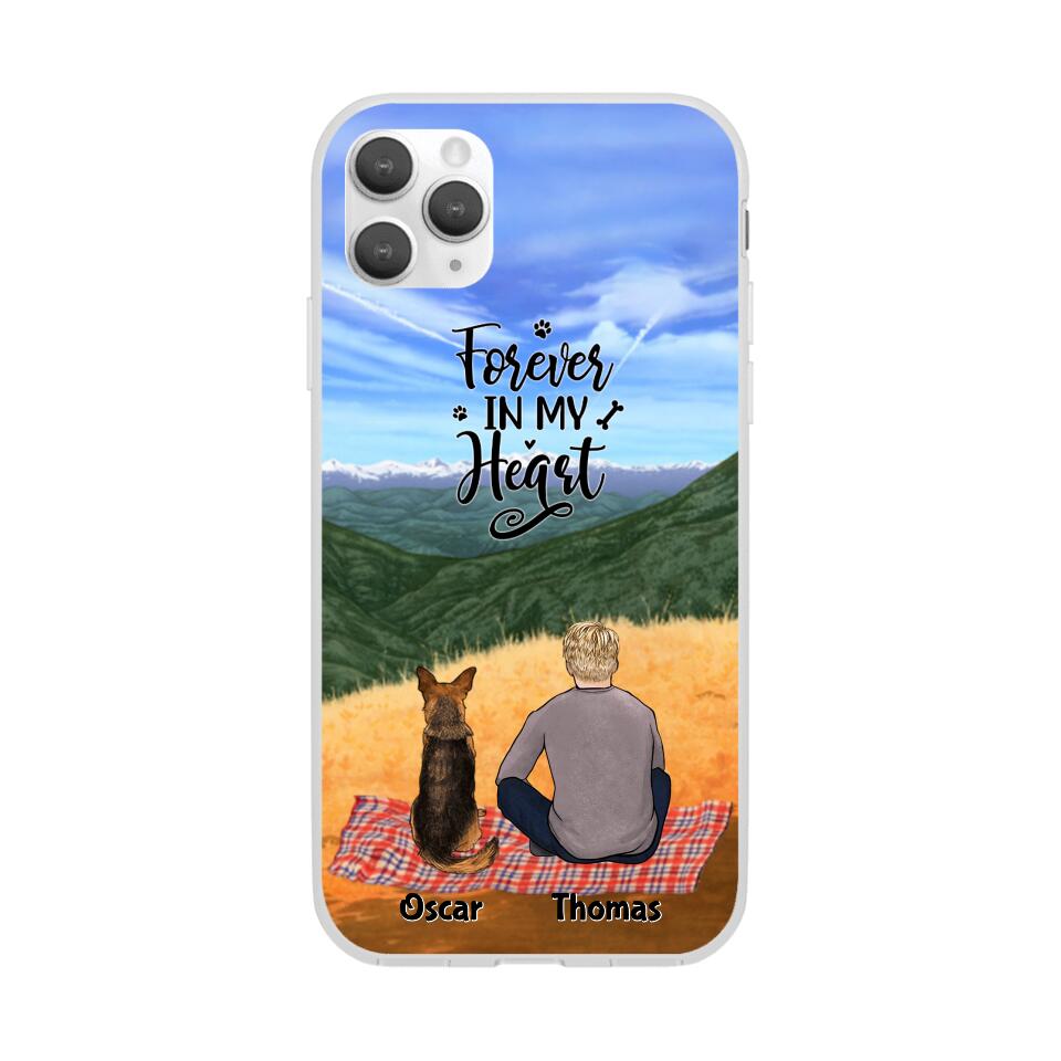 Chilling Man and Dogs Personalized Phone Case for iPhone - Name, Skin, Hair, Dog, Background, Quote can be customized - Giftymize™️