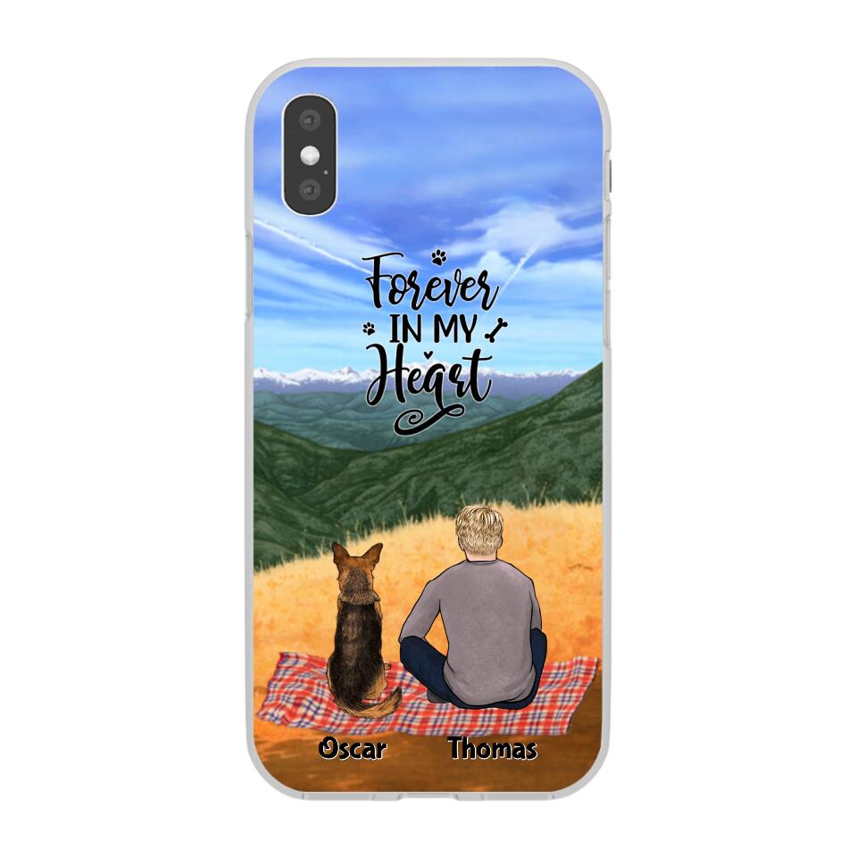 Chilling Man and Dogs Personalized Phone Case for iPhone - Name, Skin, Hair, Dog, Background, Quote can be customized - Giftymize™️