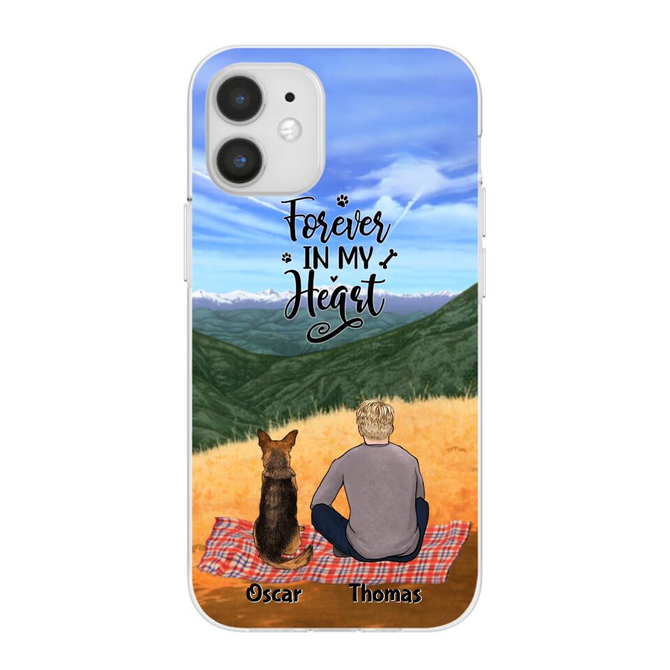 Chilling Man and Dogs Personalized Phone Case for iPhone - Name, Skin, Hair, Dog, Background, Quote can be customized - Giftymize™️