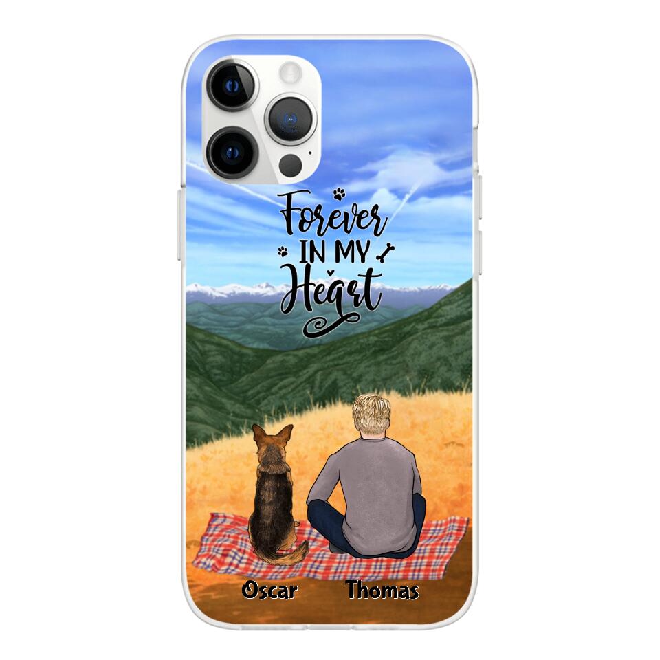 Chilling Man and Dogs Personalized Phone Case for iPhone - Name, Skin, Hair, Dog, Background, Quote can be customized - Giftymize™️