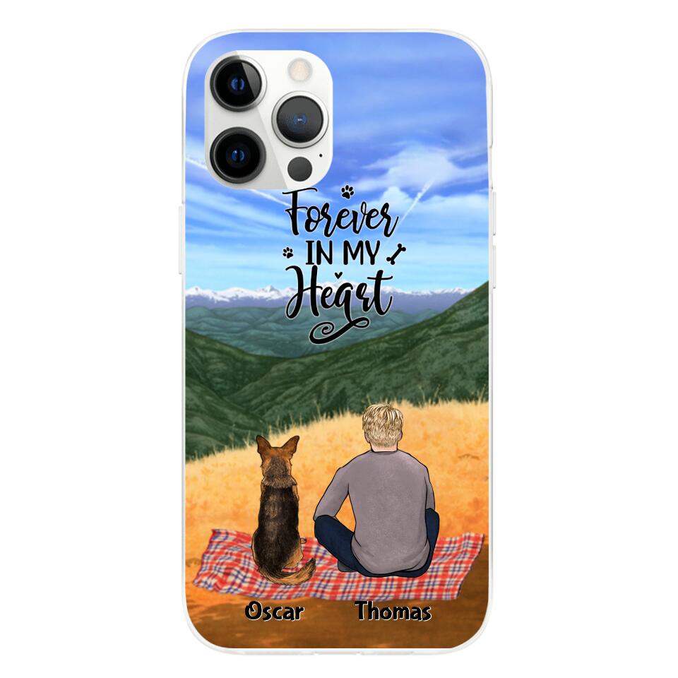 Chilling Man and Dogs Personalized Phone Case for iPhone - Name, Skin, Hair, Dog, Background, Quote can be customized - Giftymize™️