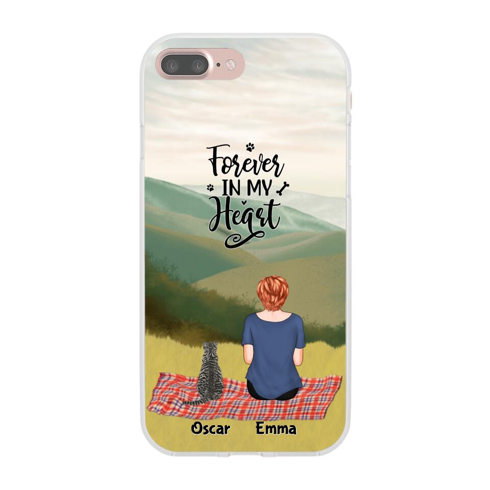 Chilling Girl and Cats Personalized Phone Case for iPhone - Name, Skin, Hair, Cat, Background, Quote can be customized - Giftymize™️