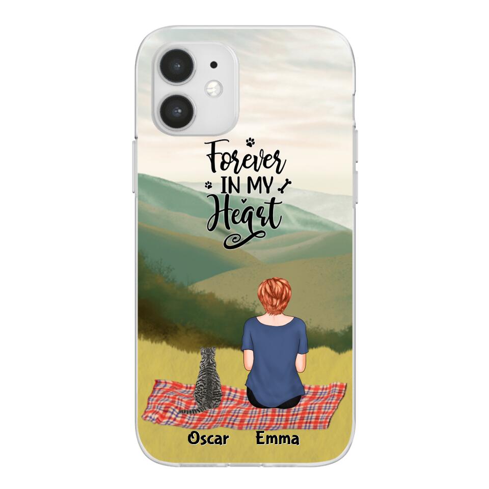Chilling Girl and Cats Personalized Phone Case for iPhone - Name, Skin, Hair, Cat, Background, Quote can be customized - Giftymize™️