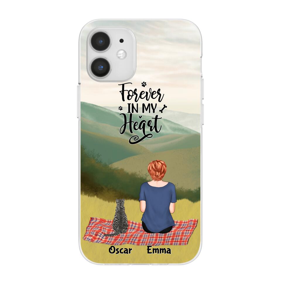 Chilling Girl and Cats Personalized Phone Case for iPhone - Name, Skin, Hair, Cat, Background, Quote can be customized - Giftymize™️
