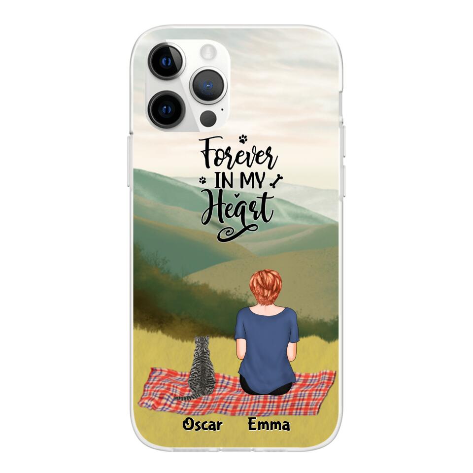 Chilling Girl and Cats Personalized Phone Case for iPhone - Name, Skin, Hair, Cat, Background, Quote can be customized - Giftymize™️